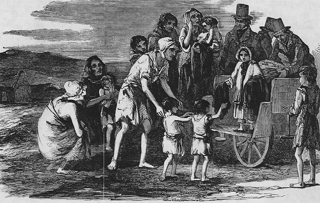 Miss Kennedy distributing clothing at Kilrish from The Illustrated London News, December 22, 1849.gif